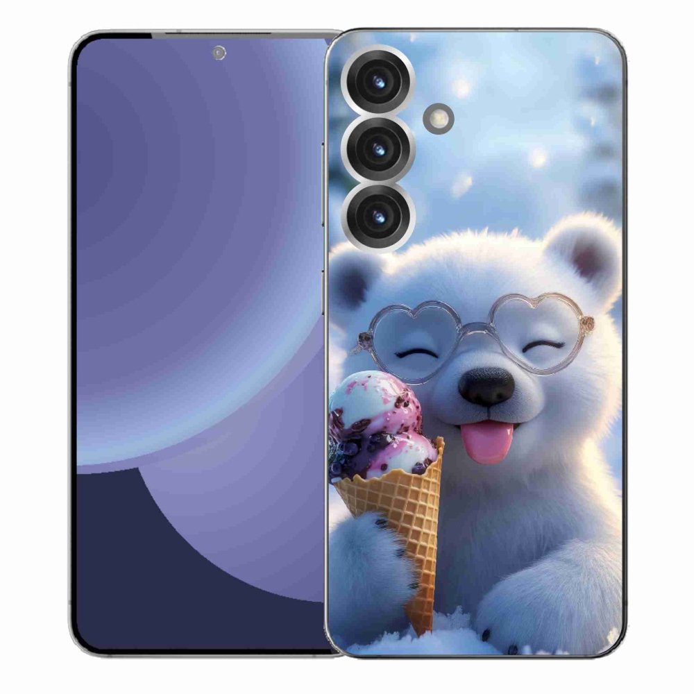 Gelový kryt mmCase na Samsung Galaxy S25+ - medvídek se zmrzlinou