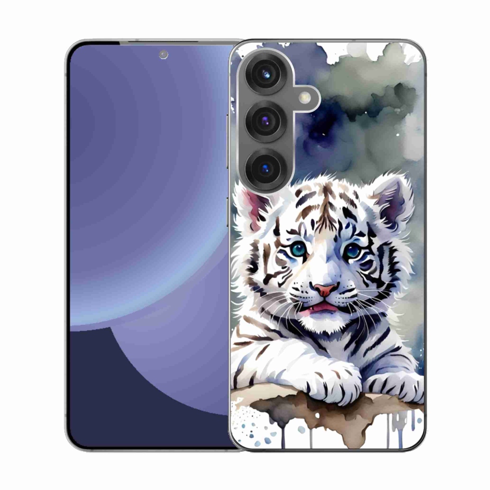 Gelový kryt mmCase na Samsung Galaxy S25 - mládě bílého tygra