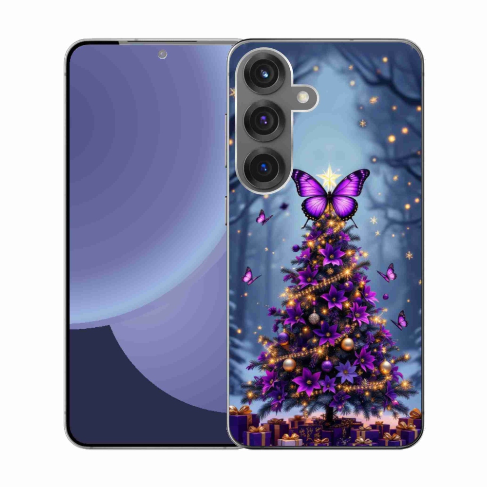 Gelový kryt mmCase na Samsung Galaxy S25 - motýlí vánoční stromek