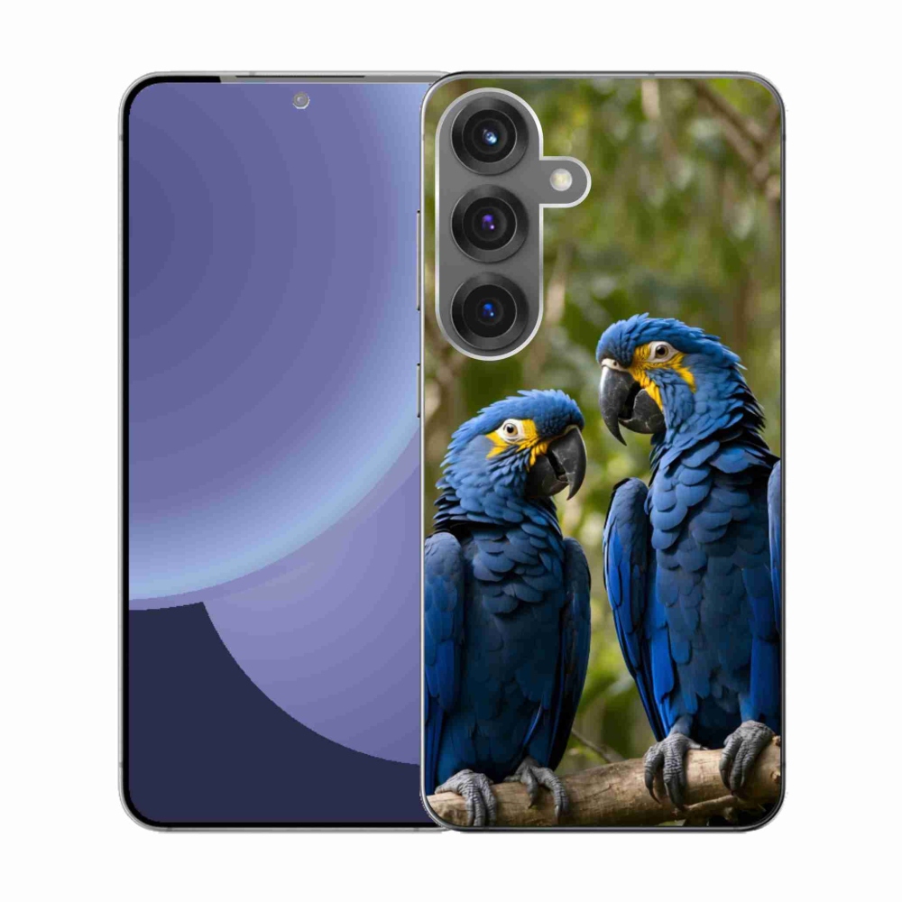 Gelový kryt mmCase na Samsung Galaxy S25 - papouščí duo