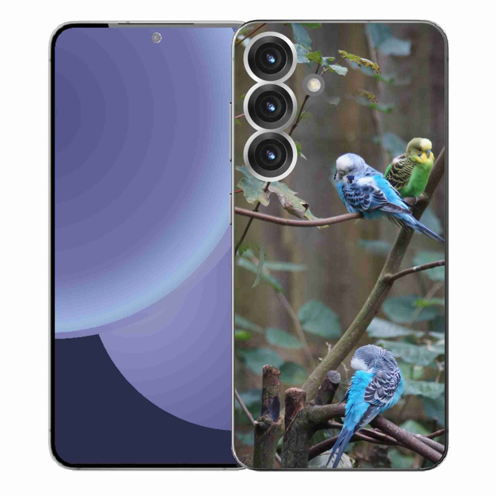 Gelový kryt mmCase na Samsung Galaxy S25+ - papoušci na větvi
