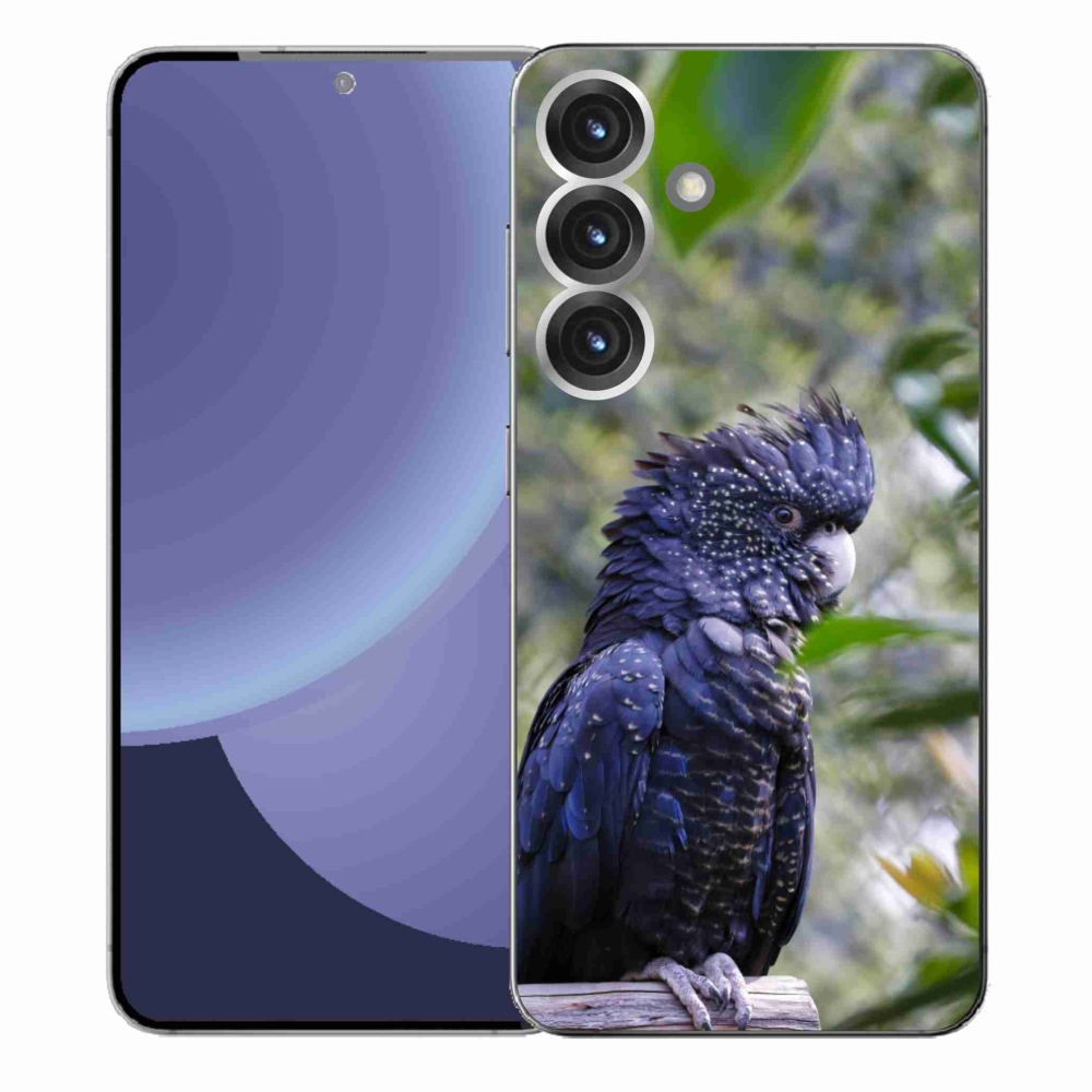 Gelový kryt mmCase na Samsung Galaxy S25+ - papoušek kakadu černý