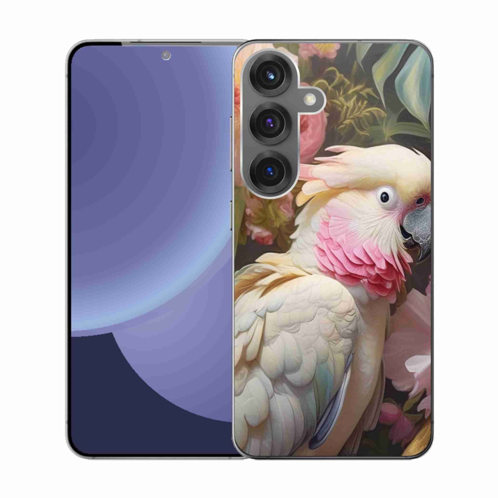 Gelový kryt mmCase na Samsung Galaxy S25 - papoušek kakadu růžový 2