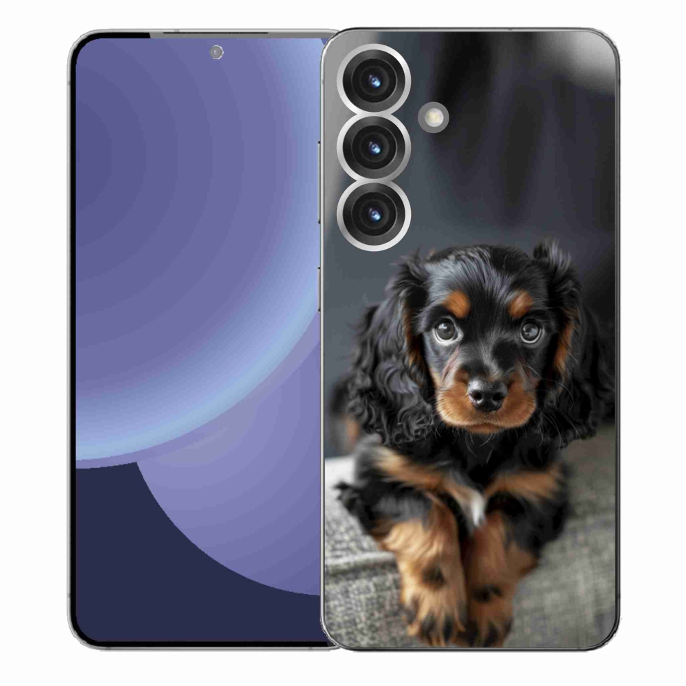 Gelový kryt mmCase na Samsung Galaxy S25+ - roztomilý dlouhosrstý jezevčík