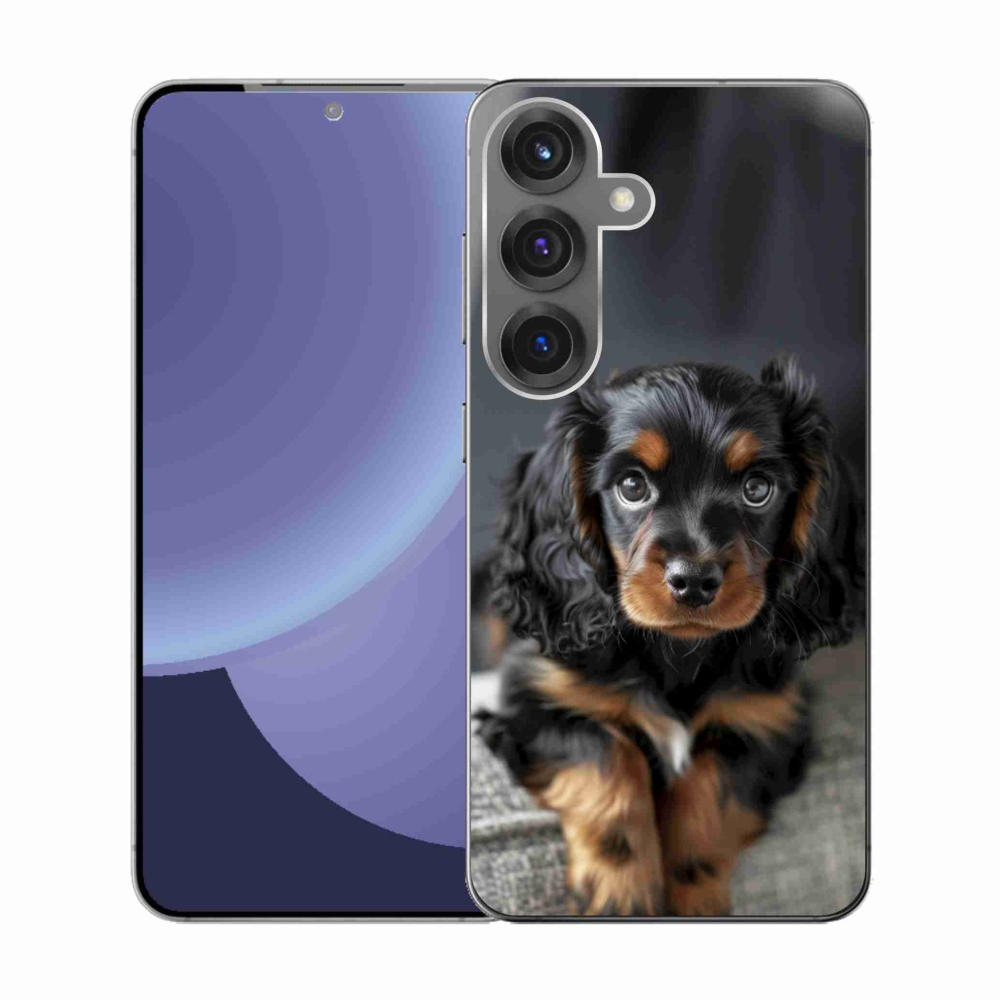 Gelový kryt mmCase na Samsung Galaxy S25 - roztomilý dlouhosrstý jezevčík