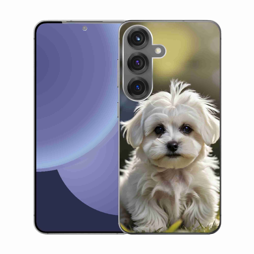 Gelový kryt mmCase na Samsung Galaxy S25 - roztomilý maltézský psík