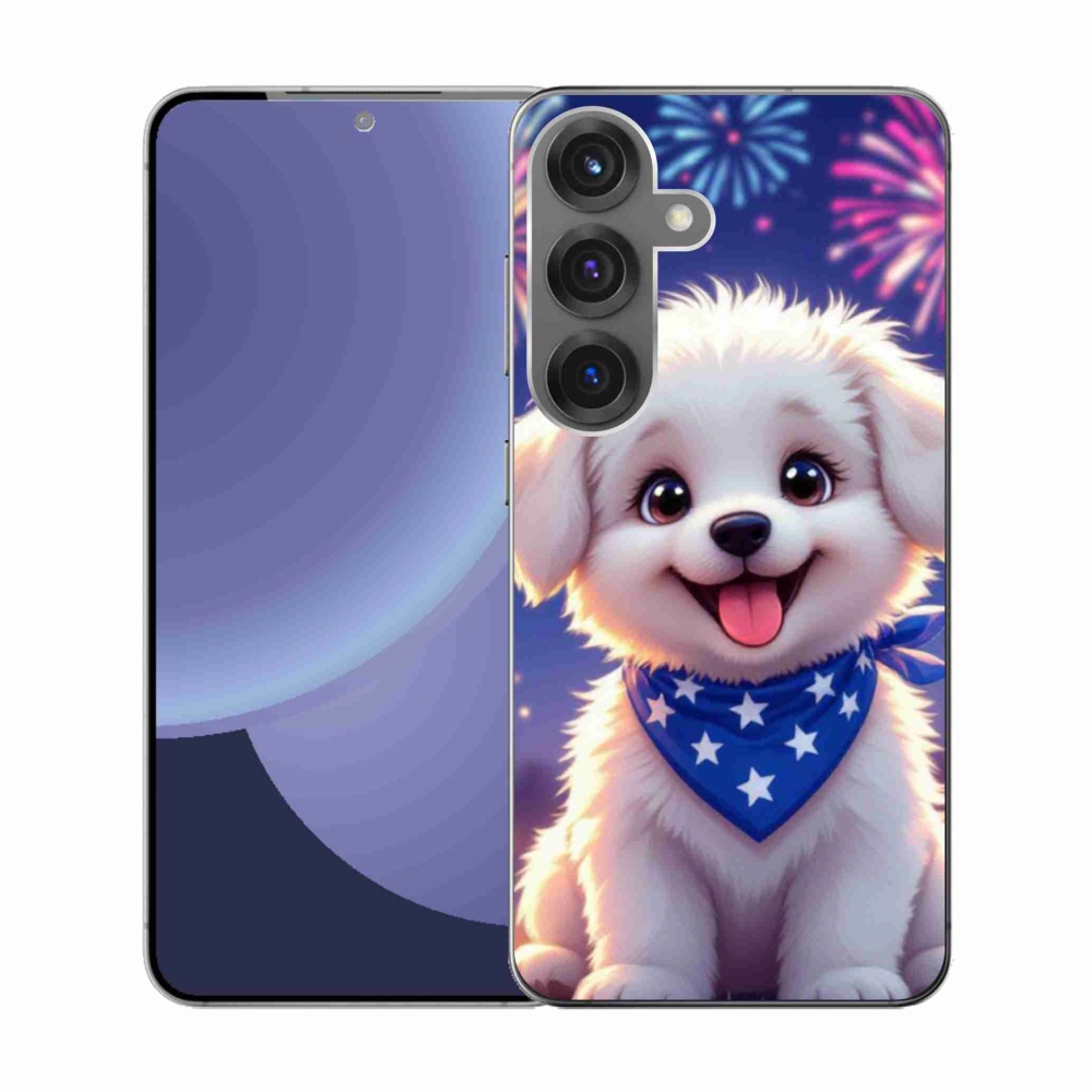 Gelový kryt mmCase na Samsung Galaxy S25 - slavnostní štěně
