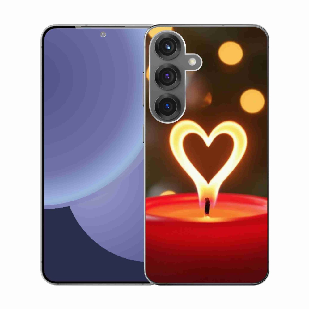 Gelový kryt mmCase na Samsung Galaxy S25 - srdce z plamene