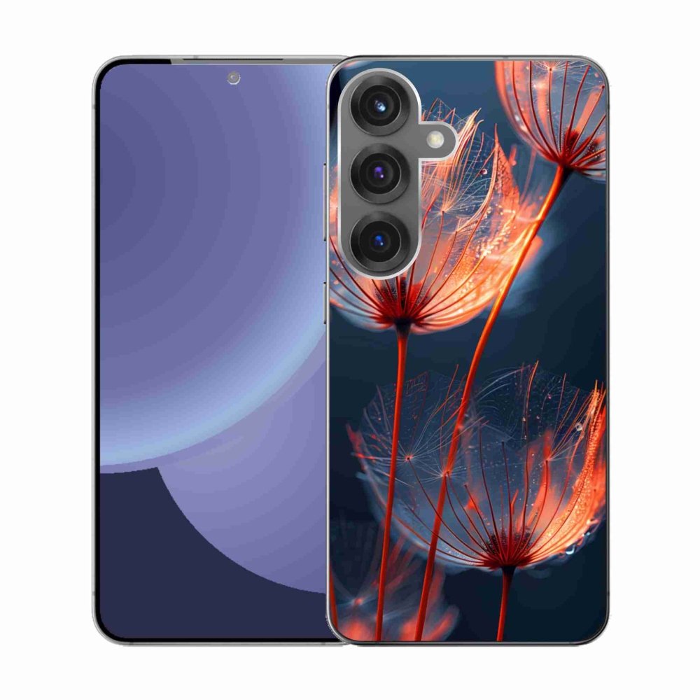 Gelový kryt mmCase na Samsung Galaxy S25 - světélkující chmýří