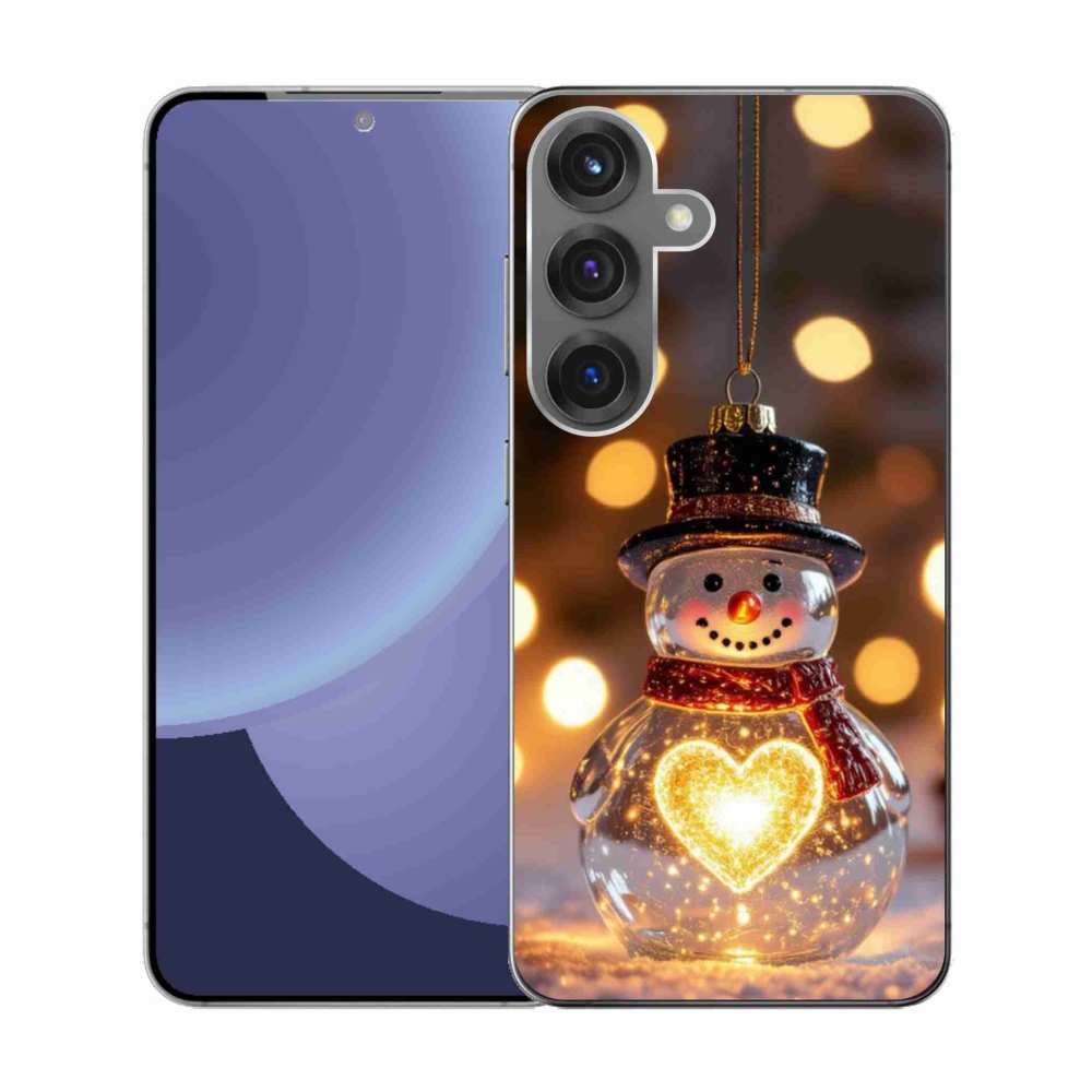 Gelový kryt mmCase na Samsung Galaxy S25 - svítící vánoční sněhulák