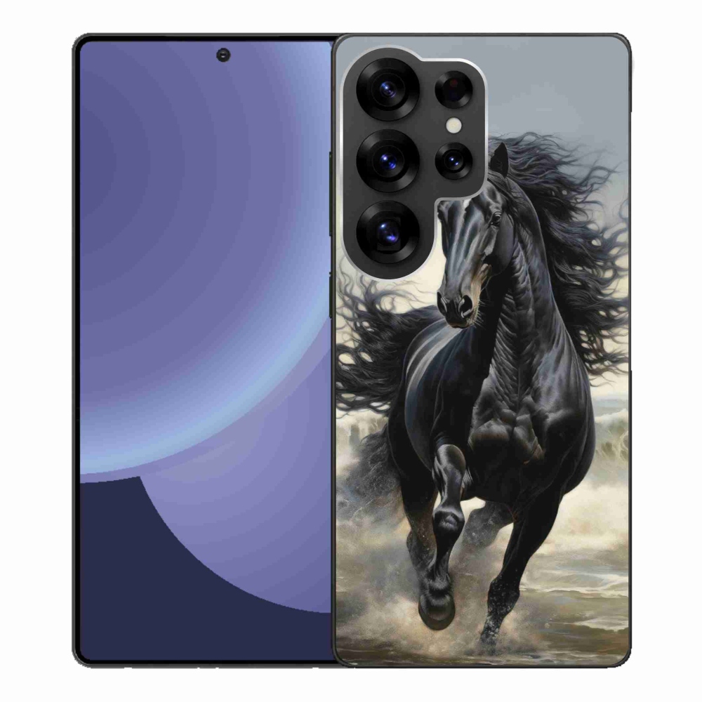 Gelový kryt mmCase na Samsung Galaxy S25 Ultra - běžící černý kůň
