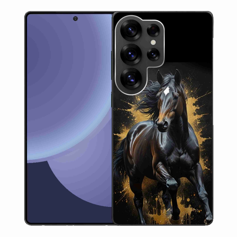Gelový kryt mmCase na Samsung Galaxy S25 Ultra - elegantní černý hřebec