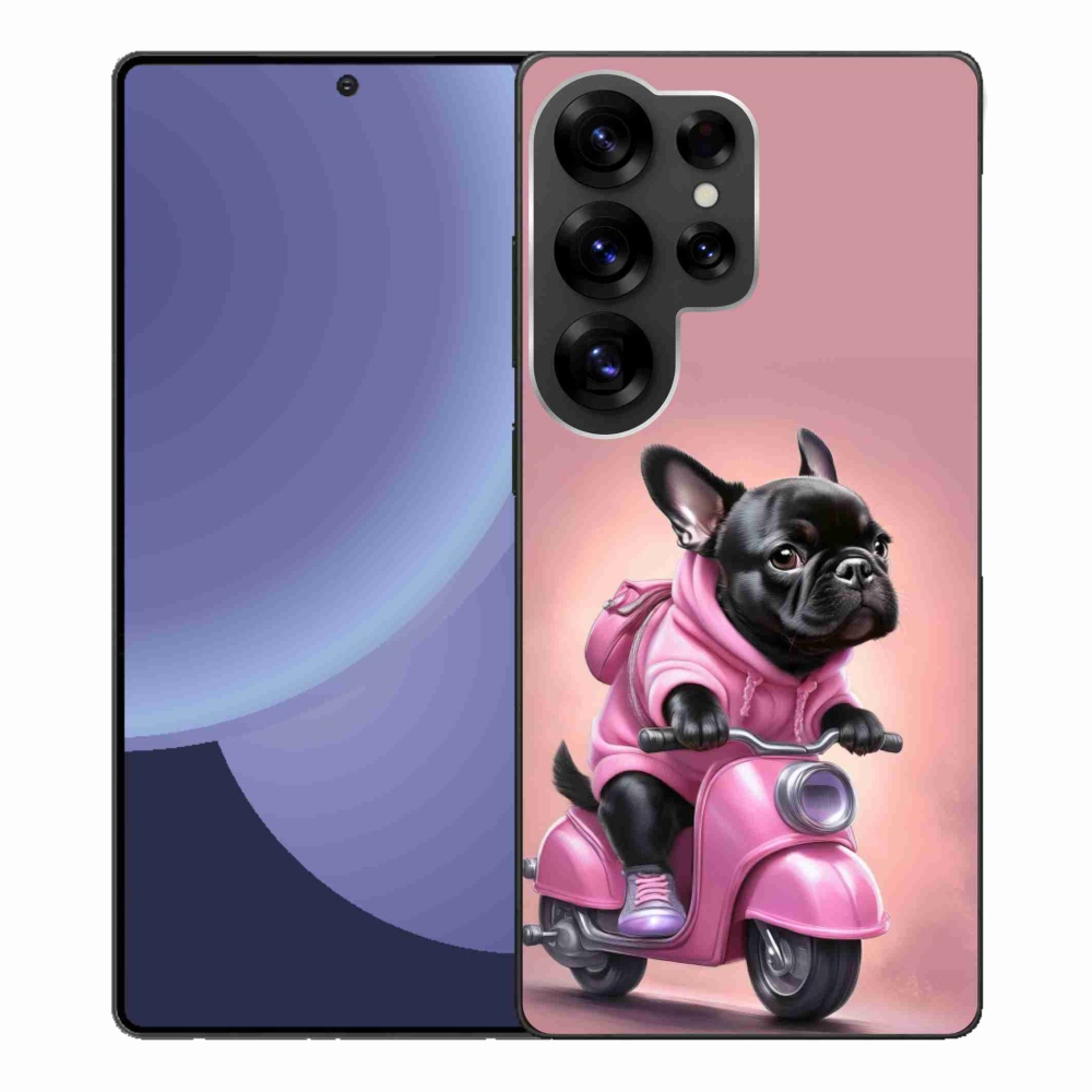 Gelový kryt mmCase na Samsung Galaxy S25 Ultra - francouzský buldoček na skútru