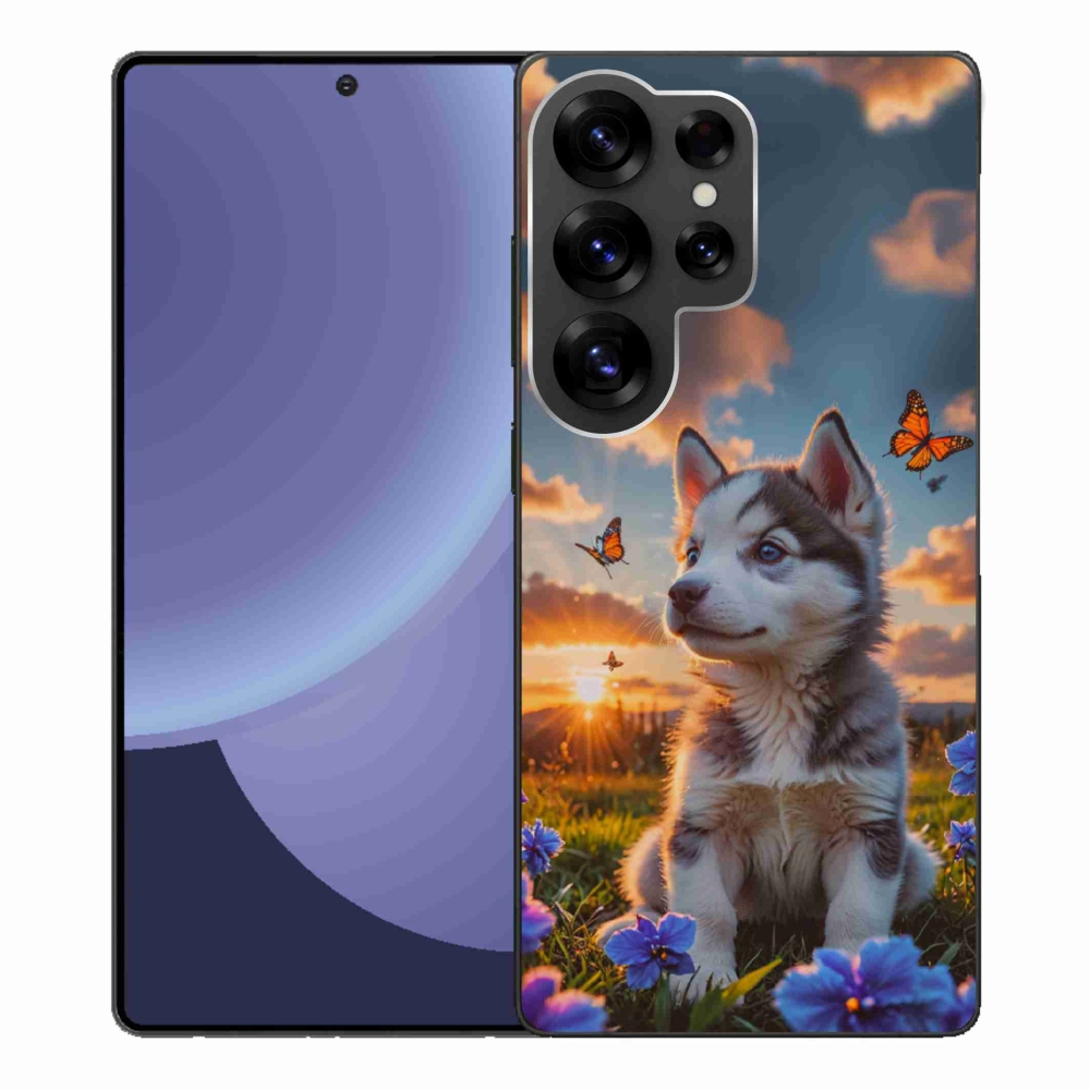 Gelový kryt mmCase na Samsung Galaxy S25 Ultra - husky při západu slunce