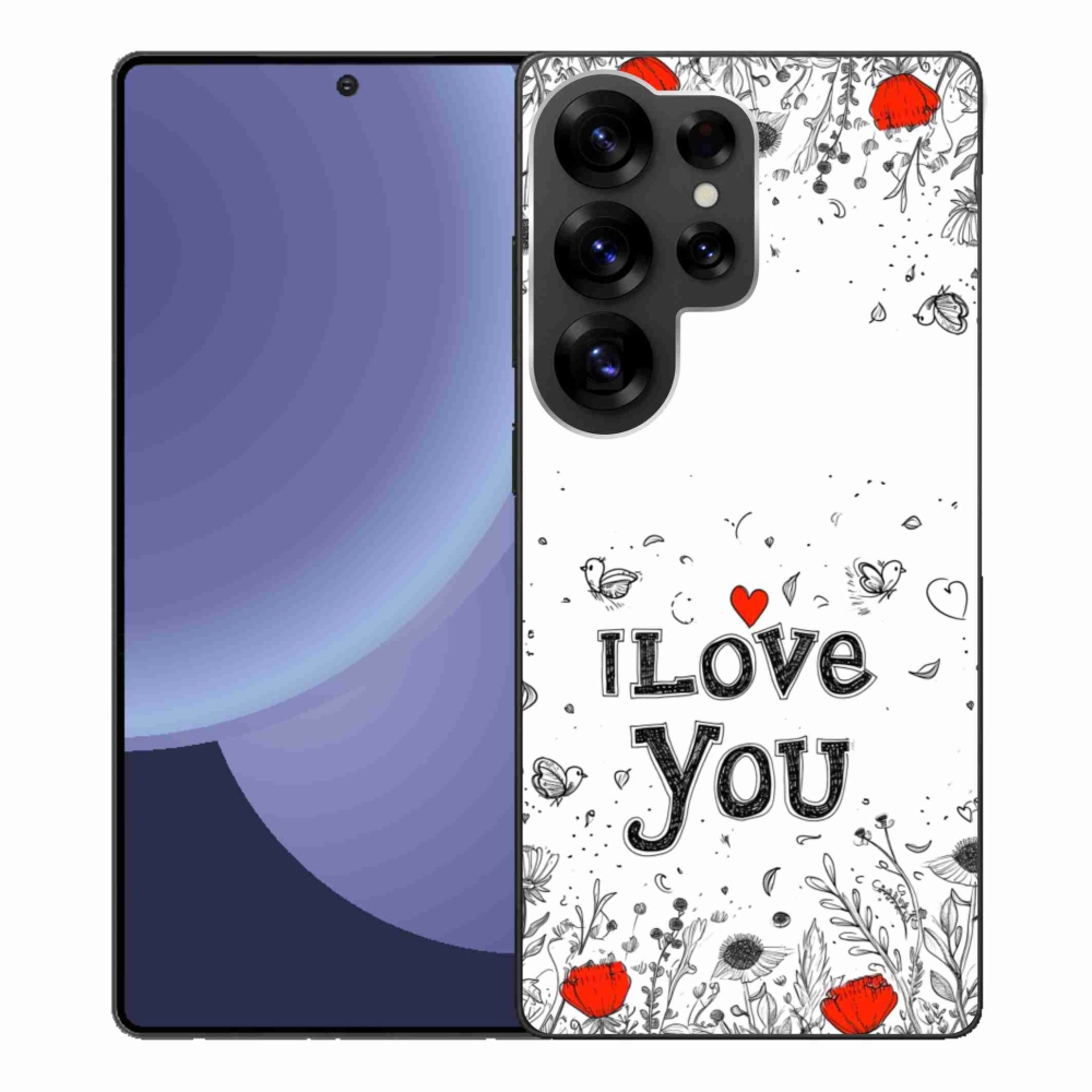 Gelový kryt mmCase na Samsung Galaxy S25 Ultra - I love you bílé pozadí