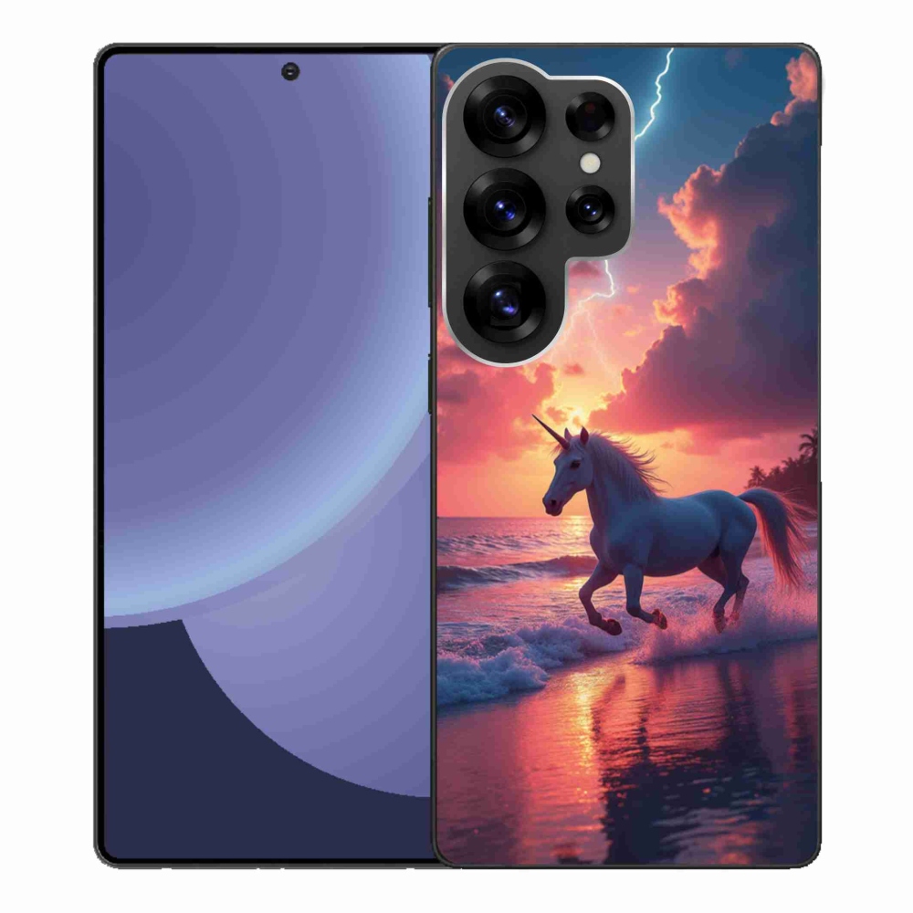 Gelový kryt mmCase na Samsung Galaxy S25 Ultra - jednorožec na pláži