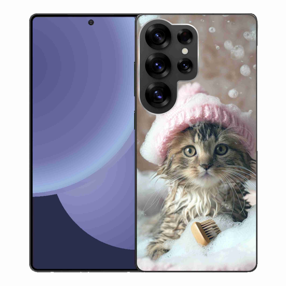 Gelový kryt mmCase na Samsung Galaxy S25 Ultra - kotě a koupel