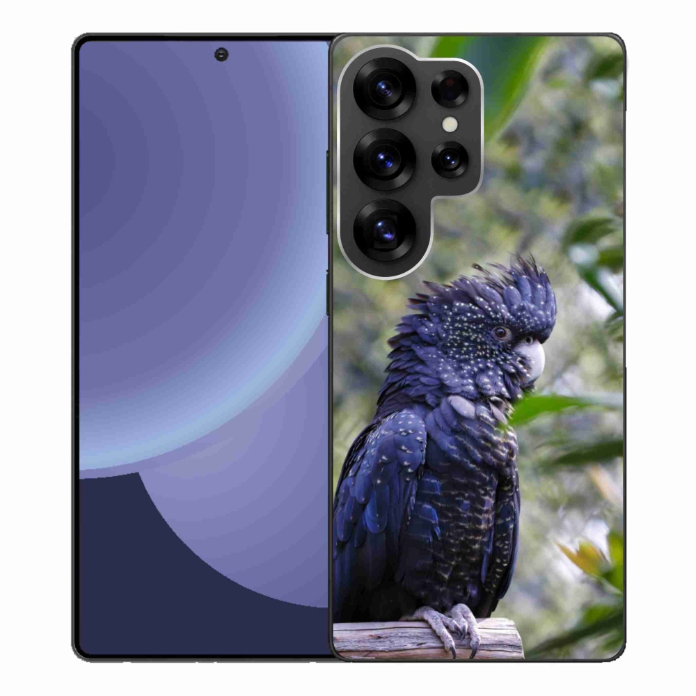 Gelový kryt mmCase na Samsung Galaxy S25 Ultra - papoušek kakadu černý