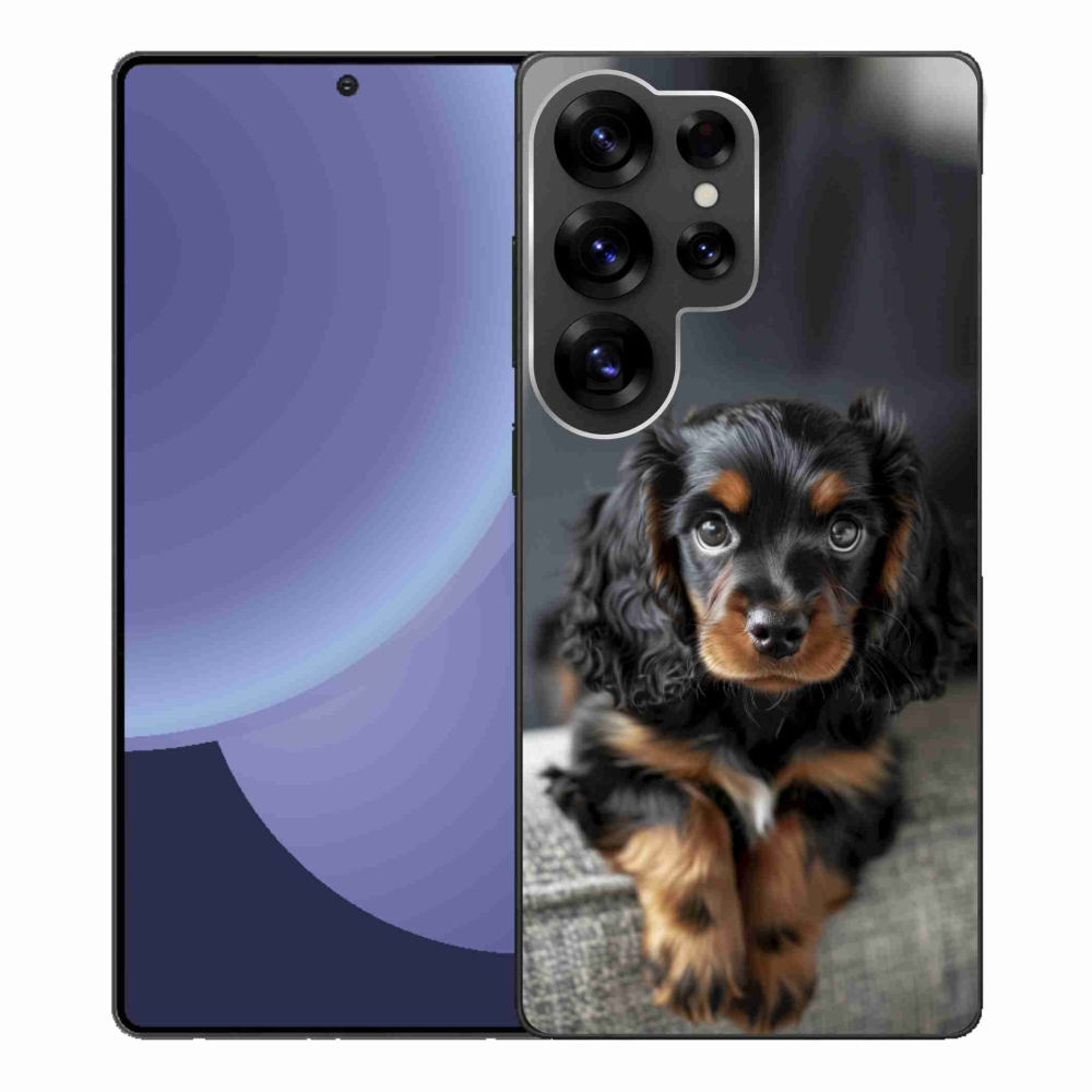 Gelový kryt mmCase na Samsung Galaxy S25 Ultra - roztomilý dlouhosrstý jezevčík