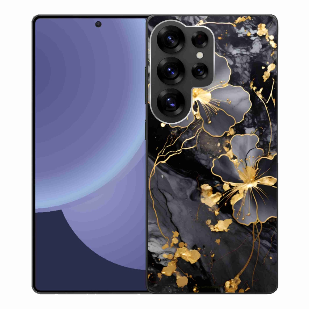 Gelový kryt mmCase na Samsung Galaxy S25 Ultra - zlaté květy