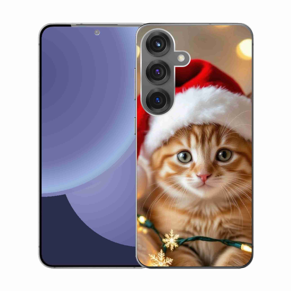 Gelový kryt mmCase na Samsung Galaxy S25 - vánoční kotě