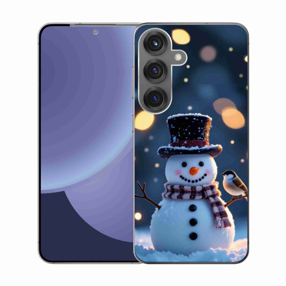 Gelový kryt mmCase na Samsung Galaxy S25 - vánoční sněhulák