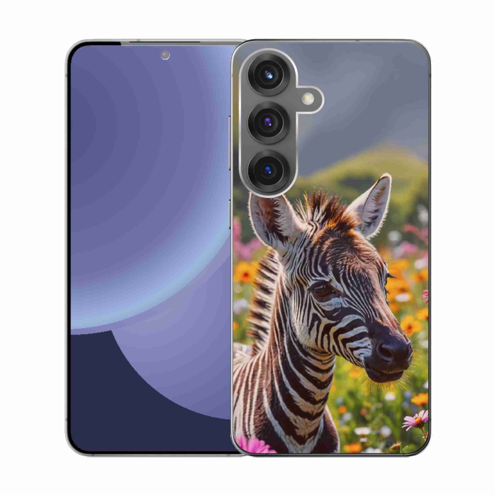 Gelový kryt mmCase na Samsung Galaxy S25 - zebra na louce