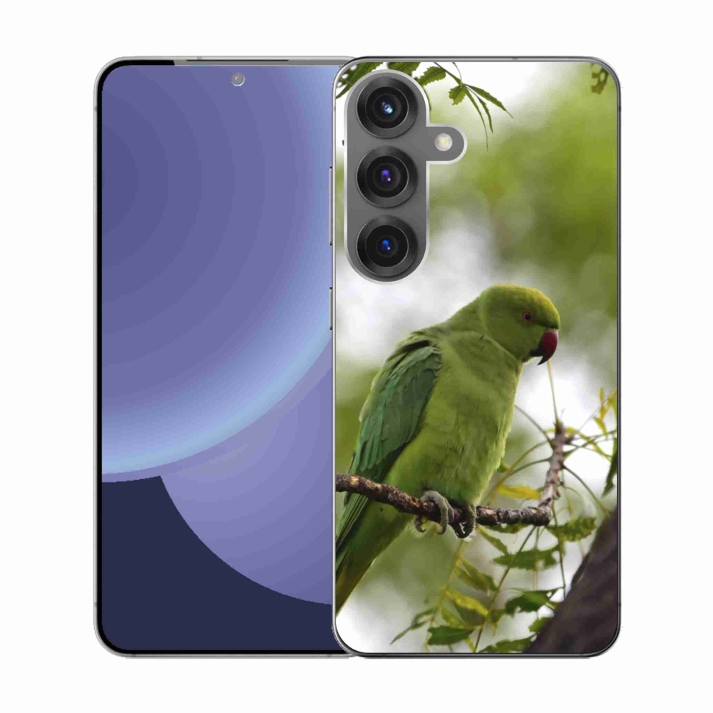 Gelový kryt mmCase na Samsung Galaxy S25 - zelený papoušek