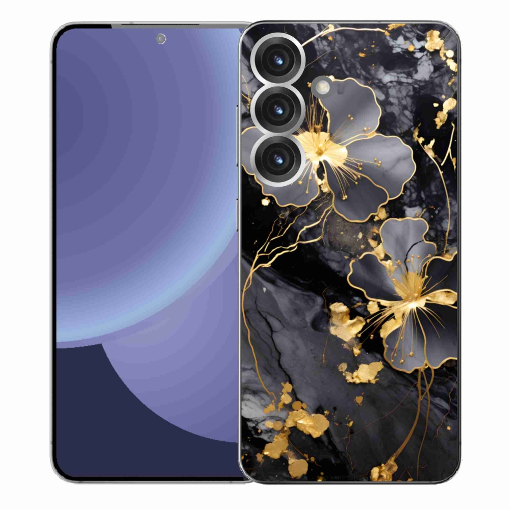 Gelový kryt mmCase na Samsung Galaxy S25+ - zlaté květy