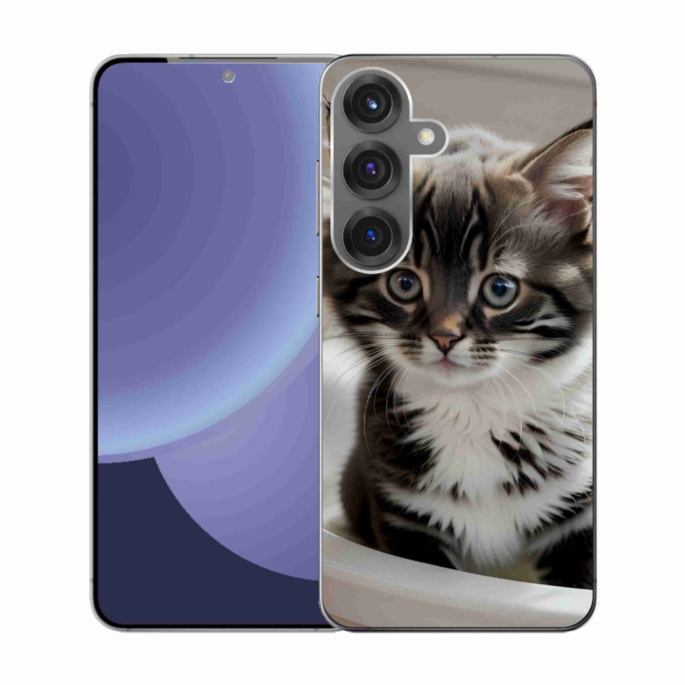 Gelový kryt mmCase na Samsung Galaxy S25 - zvědavé kotě