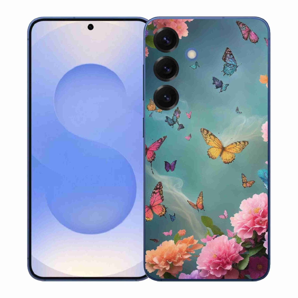 Gelový kryt mmCase na Samsung Galaxy S26+ - barevné květy a motýli