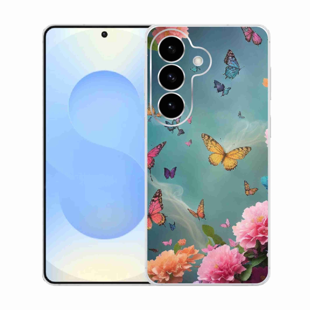 Gelový kryt mmCase na Samsung Galaxy S26  - barevné květy a motýli