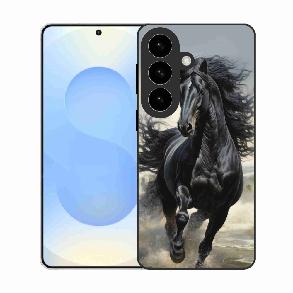 Gelový kryt mmCase na Samsung Galaxy S26 - běžící černý kůň