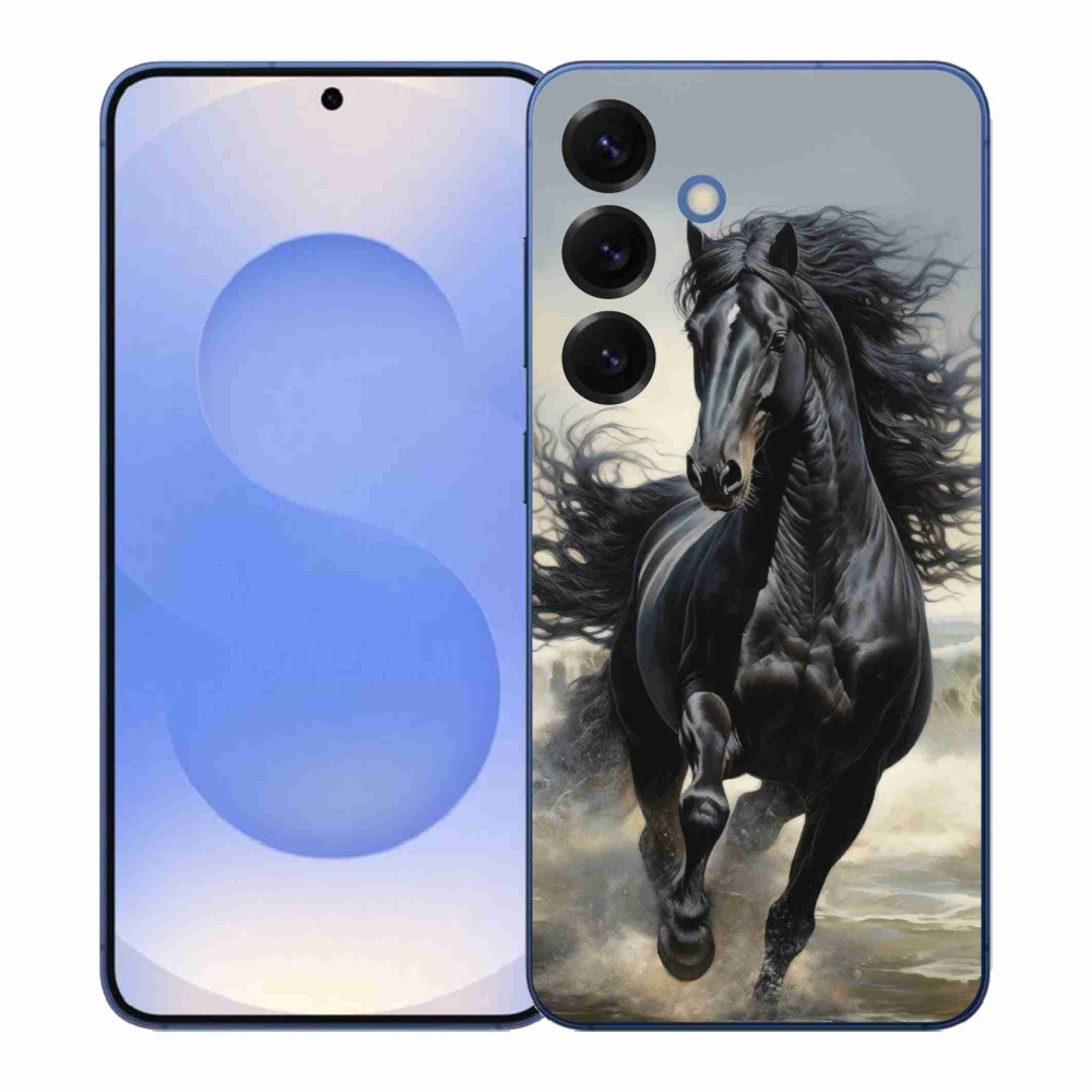 Gelový kryt mmCase na Samsung Galaxy S26+ - běžící černý kůň