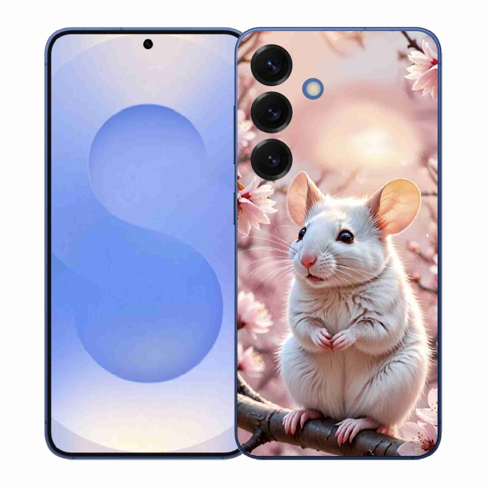 Gelový kryt mmCase na Samsung Galaxy S26+ - bílá myš na větvi