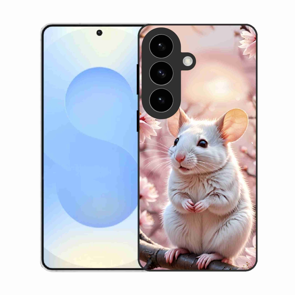 Gelový kryt mmCase na Samsung Galaxy S26 - bílá myš na větvi