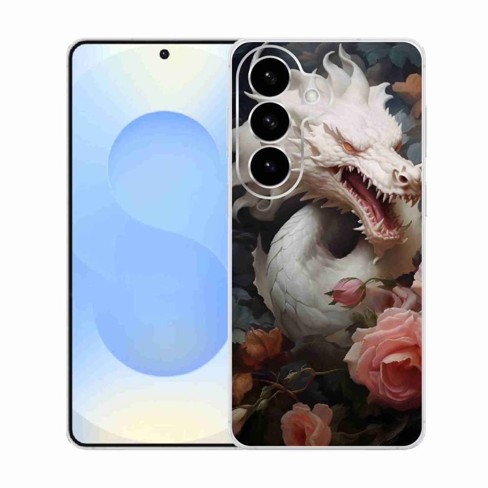 Gelový kryt mmCase na Samsung Galaxy S26  - bílý drak