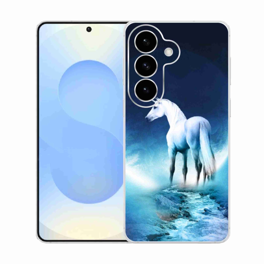 Gelový kryt mmCase na Samsung Galaxy S26  - bílý jednorožec
