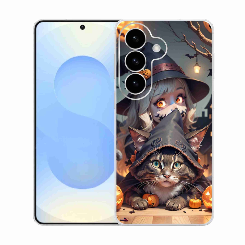 Gelový kryt mmCase na Samsung Galaxy S26  - čarodějnice s kočkou