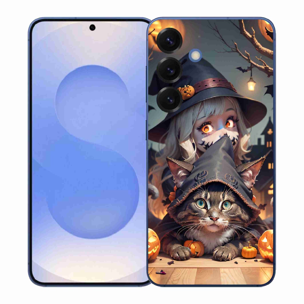 Gelový kryt mmCase na Samsung Galaxy S26+ - čarodějnice s kočkou