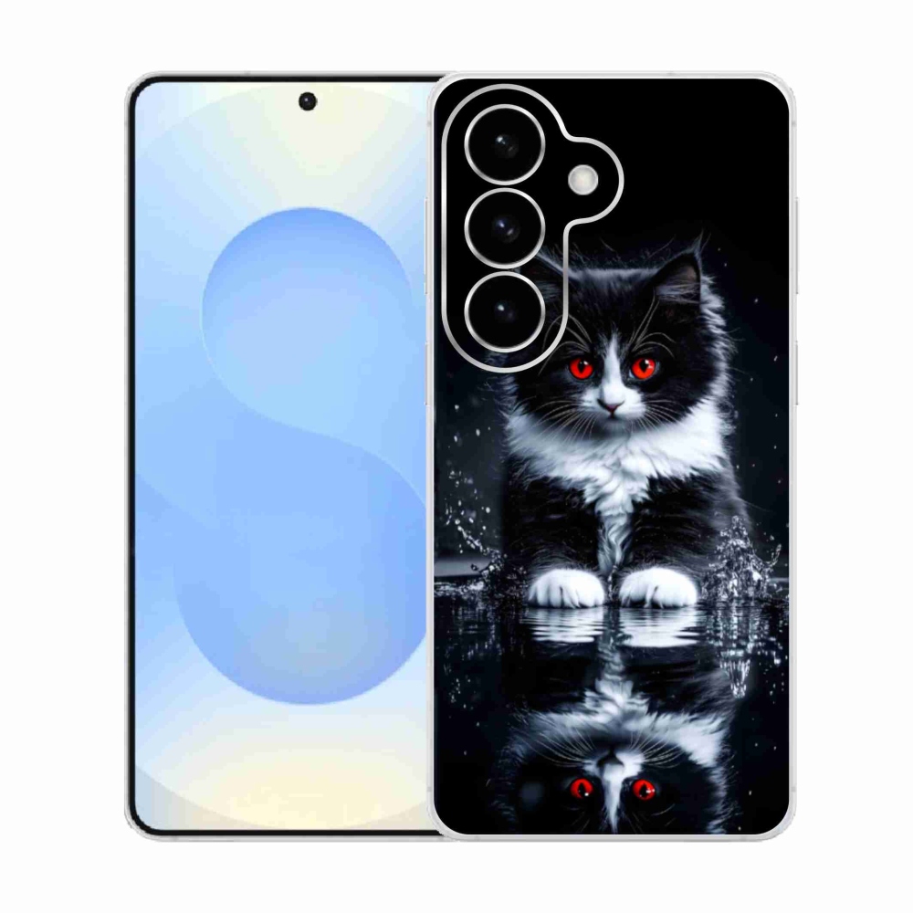 Gelový kryt mmCase na Samsung Galaxy S26  - černobílé kotě