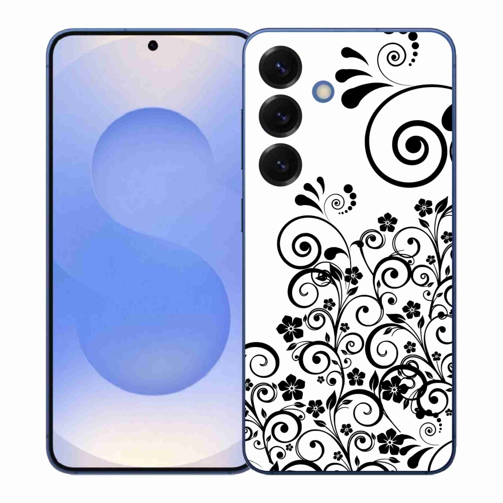 Gelový kryt mmCase na Samsung Galaxy S26+ - černobílé květinové vzory