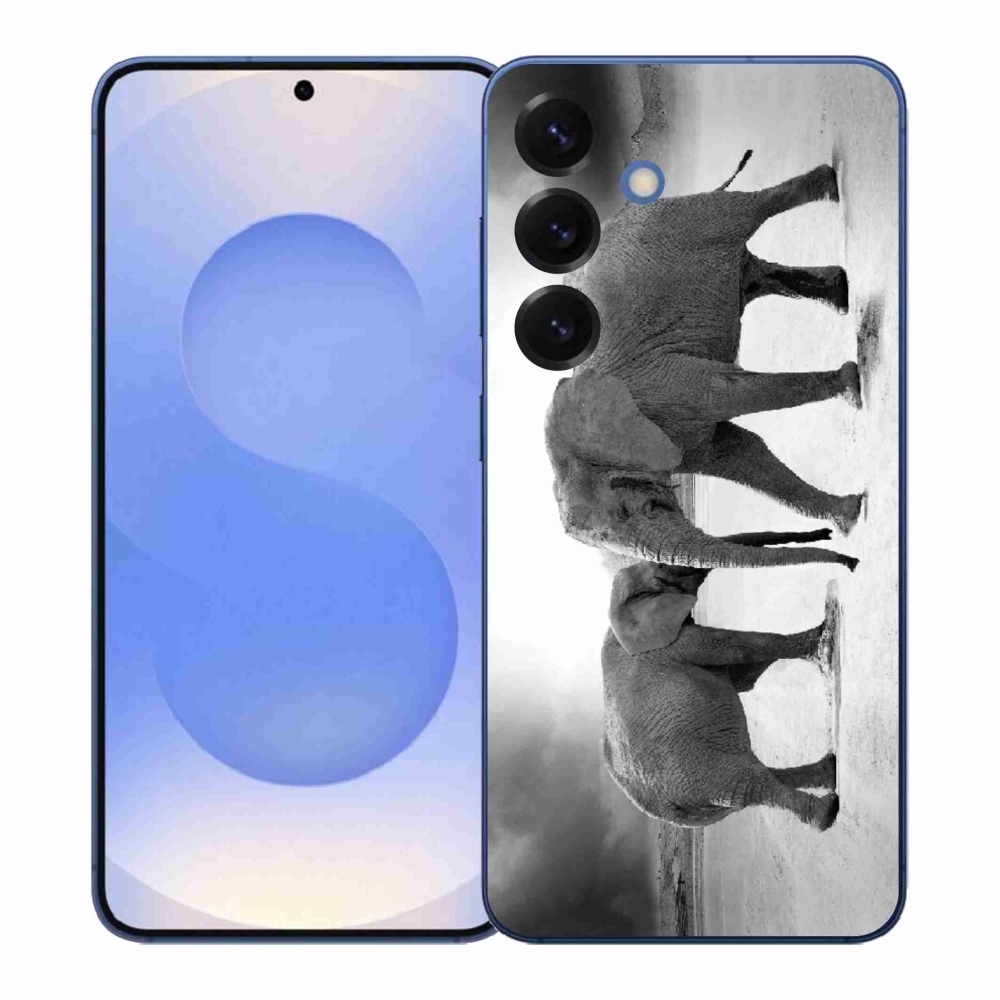 Gelový kryt mmCase na Samsung Galaxy S26+ - černobílí sloni