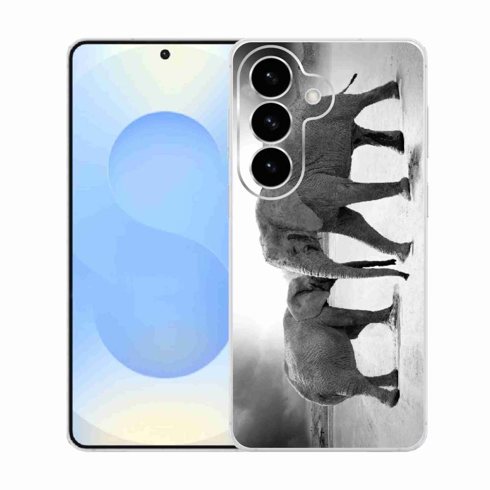 Gelový kryt mmCase na Samsung Galaxy S26  - černobílí sloni