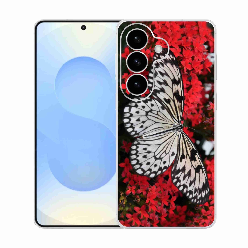 Gelový kryt mmCase na Samsung Galaxy S26  - černobílý motýl 1