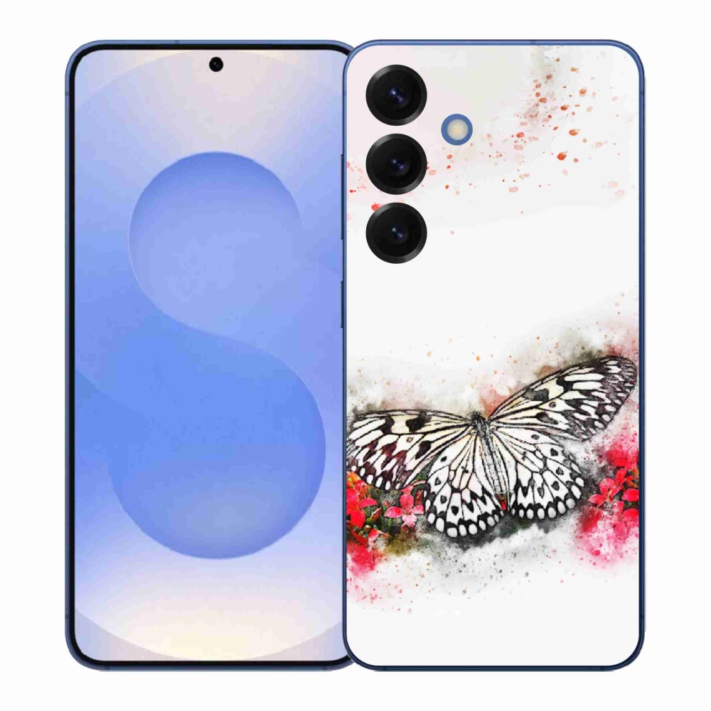 Gelový kryt mmCase na Samsung Galaxy S26+ - černobílý motýl