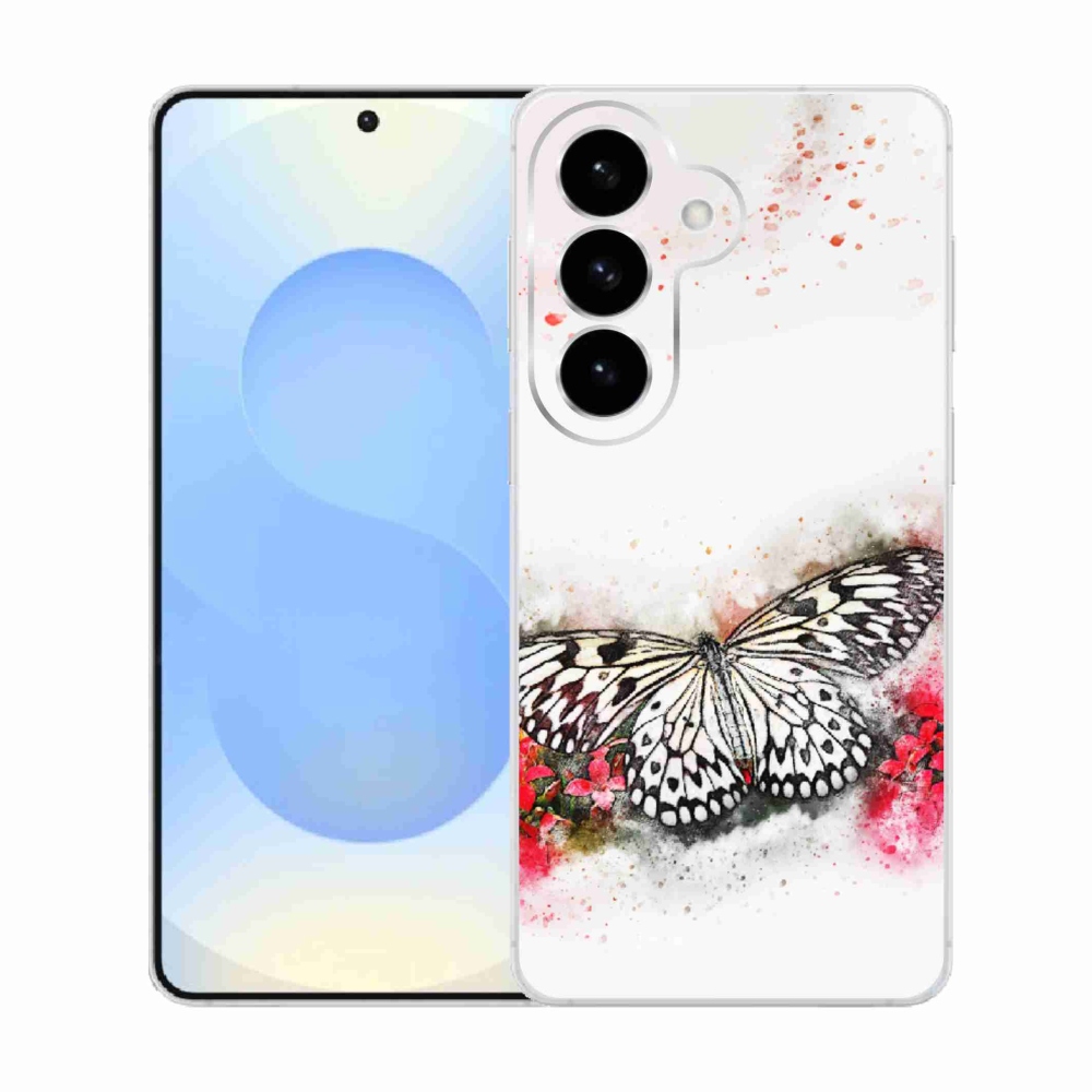 Gelový kryt mmCase na Samsung Galaxy S26  - černobílý motýl