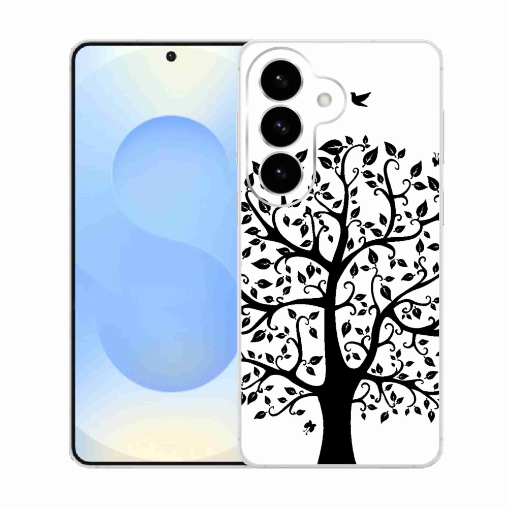 Gelový kryt mmCase na Samsung Galaxy S26  - černobílý strom