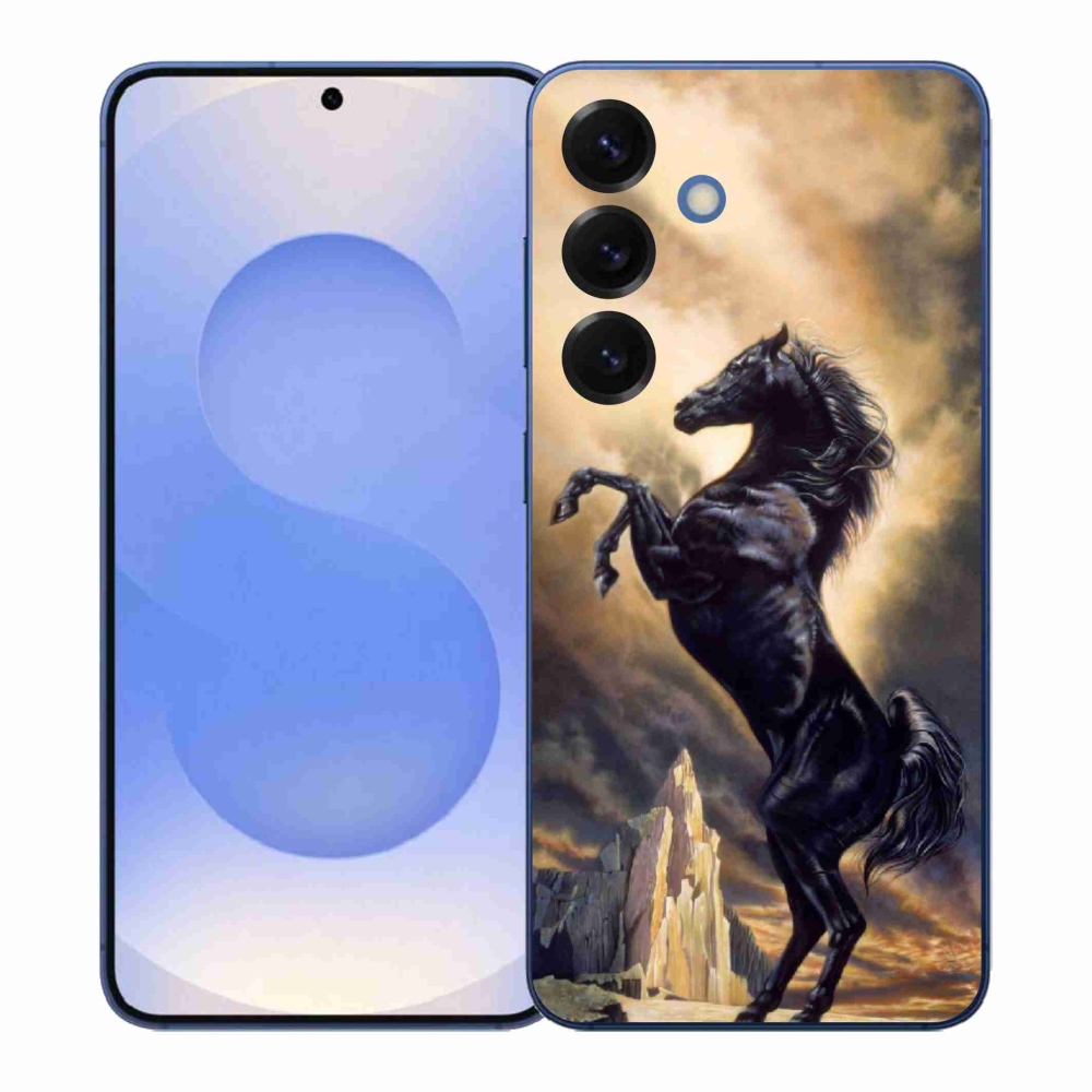 Gelový kryt mmCase na Samsung Galaxy S26+ - černý kreslený kůň