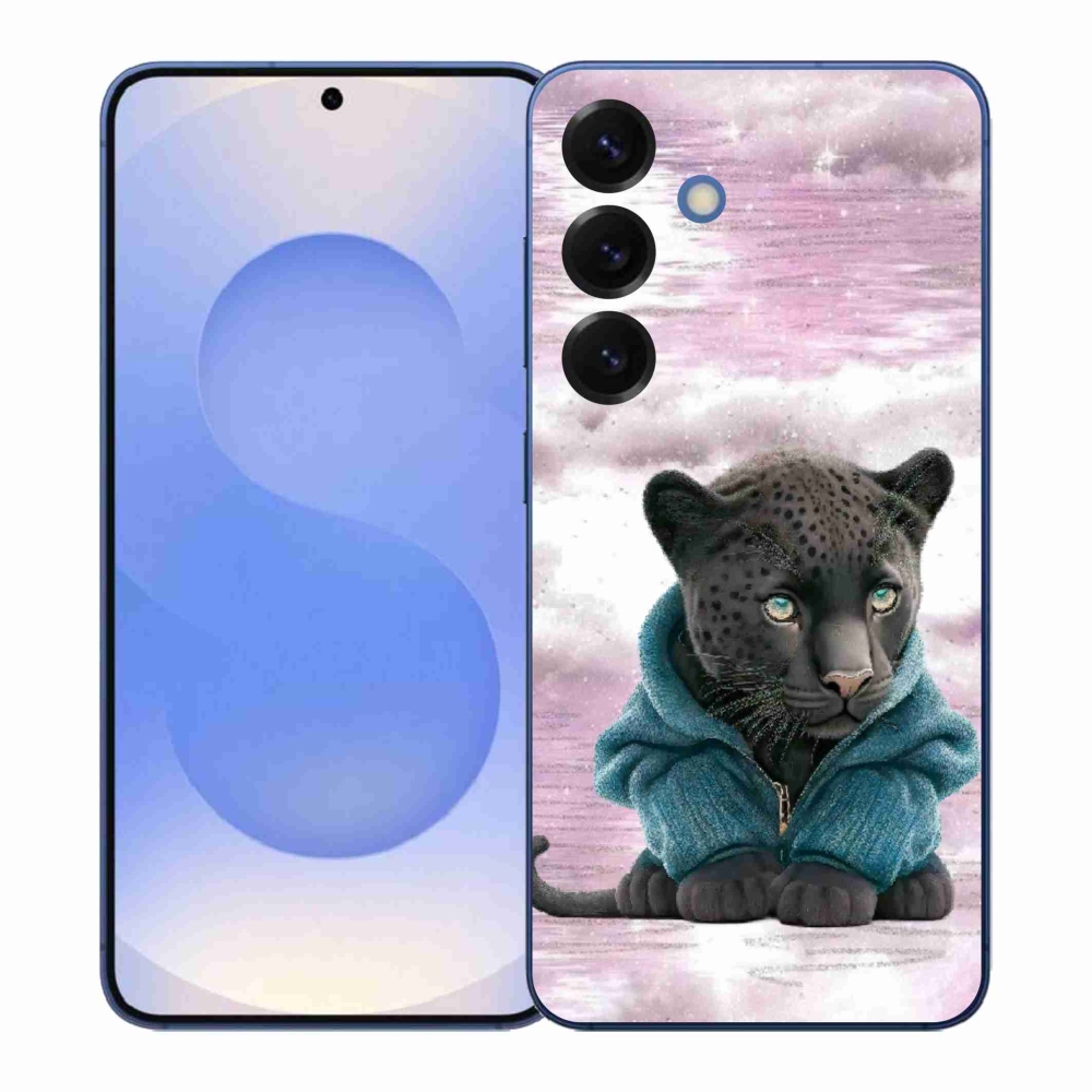 Gelový kryt mmCase na Samsung Galaxy S26+ - černý panter ve svetru